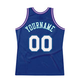 Custom Royal White-Purple Authentic Throwback Basketball Jersey