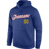 Custom Stitched Royal Gold-White Sports Pullover Sweatshirt Hoodie