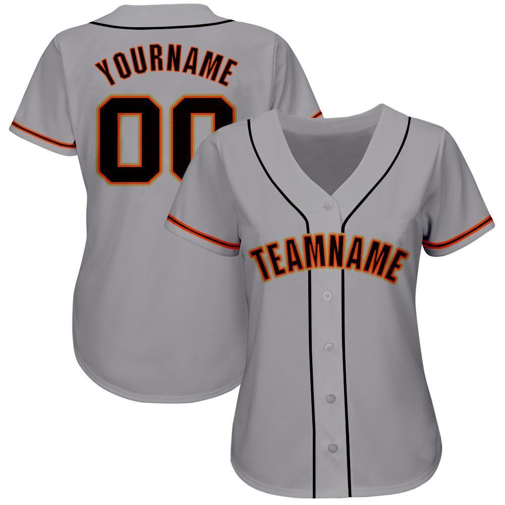 Custom Gray Black-Orange Baseball Jersey