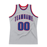 Custom Gray Royal-Red Authentic Throwback Basketball Jersey
