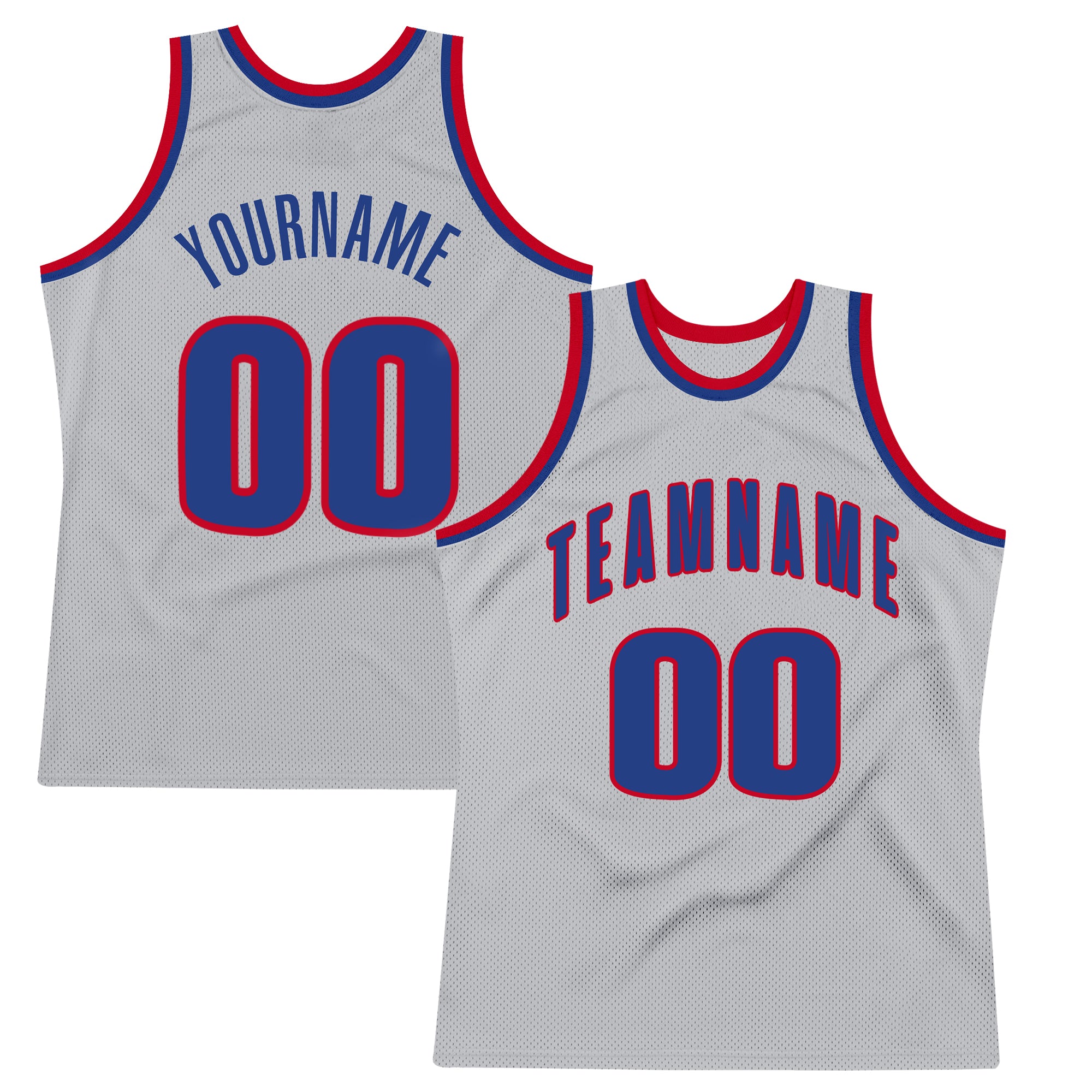Custom Gray Royal-Red Authentic Throwback Basketball Jersey