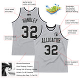 Custom Gray Black-White Authentic Throwback Basketball Jersey