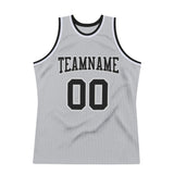 Custom Gray Black-White Authentic Throwback Basketball Jersey