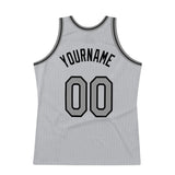 Custom Gray Steel Gray-Black Authentic Throwback Basketball Jersey