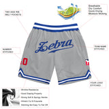 Custom Gray Royal-Red Authentic Throwback Basketball Shorts