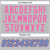 Custom Gray Black Pinstripe Light Blue-Pink Authentic Basketball Jersey
