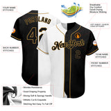 Custom White-Black Old Gold Authentic Split Fashion Baseball Jersey