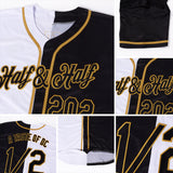 Custom White-Black Old Gold Authentic Split Fashion Baseball Jersey