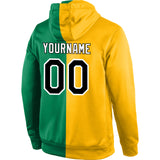 Custom Stitched Gold Black-Kelly Green Split Fashion Sports Pullover Sweatshirt Hoodie