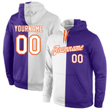 Custom Stitched Purple White-Orange Split Fashion Sports Pullover Sweatshirt Hoodie