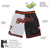 Custom White Black-Orange Authentic Throwback Split Fashion Basketball Shorts