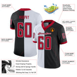 Custom Black Red-White Split Fashion Football Jersey