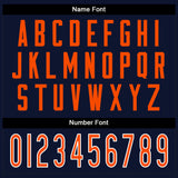 Custom Navy Orange-White Mesh Split Fashion Football Jersey