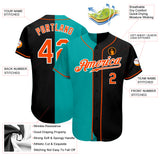 Custom Black Orange-Aqua Authentic Split Fashion Baseball Jersey