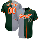 Custom Green Orange-Gray Authentic Split Fashion Baseball Jersey