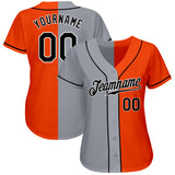 Custom Orange Black-Gray Authentic Split Fashion Baseball Jersey