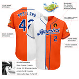 Custom Orange Royal-White Authentic Split Fashion Baseball Jersey