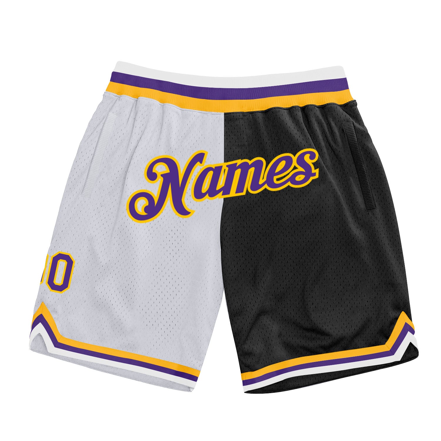 Custom White Purple-Black Authentic Throwback Split Fashion Basketball Shorts