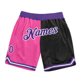 Custom Pink Purple-Black Authentic Throwback Split Fashion Basketball Shorts