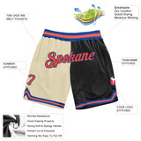 Custom Cream Orange-Black Authentic Throwback Split Fashion Basketball Shorts