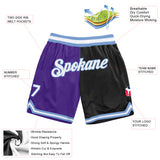 Custom Purple White-Black Authentic Throwback Split Fashion Basketball Shorts