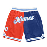 Custom Orange White-Royal Authentic Throwback Split Fashion Basketball Shorts