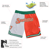 Custom White Orange-Kelly Green Authentic Throwback Split Fashion Basketball Shorts