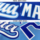Custom Light Blue Red-Navy Baseball Jersey