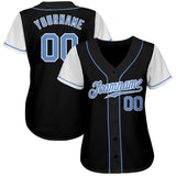 Custom Black Light Blue-White Authentic Two Tone Baseball Jersey