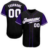 Custom Black White-Purple Authentic Two Tone Baseball Jersey
