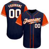 Custom Navy White-Orange Authentic Two Tone Baseball Jersey