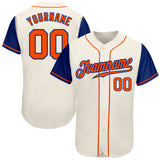 Custom Cream Orange-Royal Authentic Two Tone Baseball Jersey