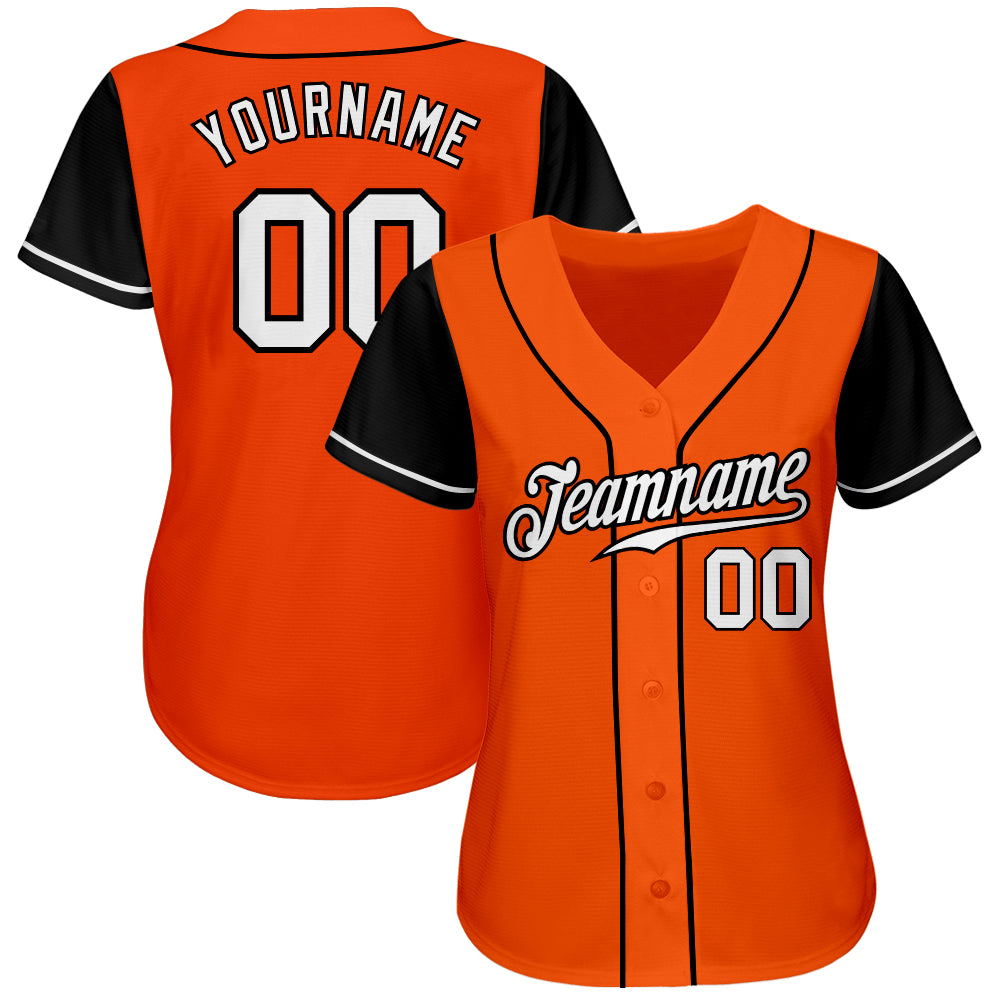 Custom Orange White-Black Authentic Two Tone Baseball Jersey