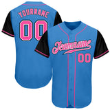 Custom Powder Blue Pink-Black Authentic Two Tone Baseball Jersey