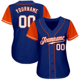 Custom Royal White-Orange Authentic Two Tone Baseball Jersey