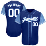 Custom Royal White-Light Blue Authentic Two Tone Baseball Jersey