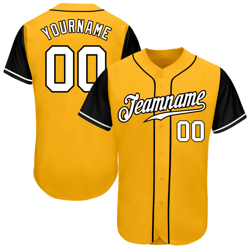 Custom Gold White-Black Authentic Two Tone Baseball Jersey