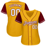 Custom Gold White-Crimson Authentic Two Tone Baseball Jersey
