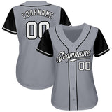 Custom Gray White-Black Authentic Two Tone Baseball Jersey