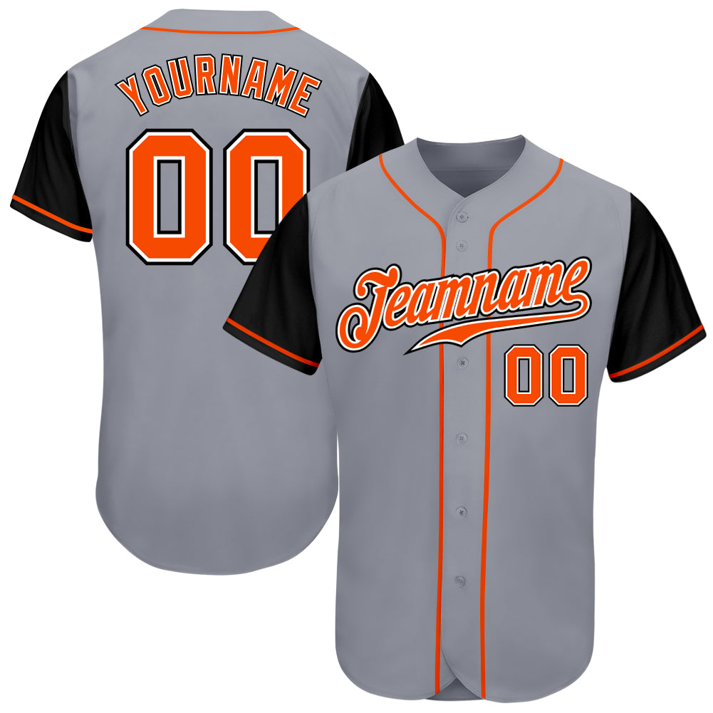 Custom Gray Orange-Black Authentic Two Tone Baseball Jersey