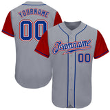 Custom Gray Royal-Red Authentic Two Tone Baseball Jersey