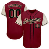Custom Crimson Black-Cream Authentic Two Tone Baseball Jersey
