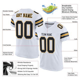 Custom White Black-Gold Mesh Authentic Football Jersey