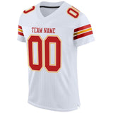 Custom White Scarlet-Gold Mesh Authentic Football Jersey