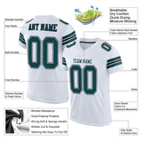 Custom White Midnight Green-Black Mesh Authentic Football Jersey