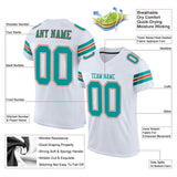 Custom White Aqua-Orange Mesh Authentic Football Jersey