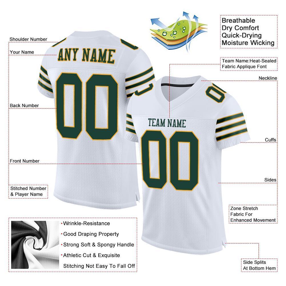 Custom Green Gold-White Mesh Drift Fashion Football Jersey