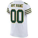 Custom White Green-Gold Mesh Authentic Football Jersey