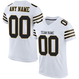 Custom White Black-Old Gold Mesh Authentic Football Jersey