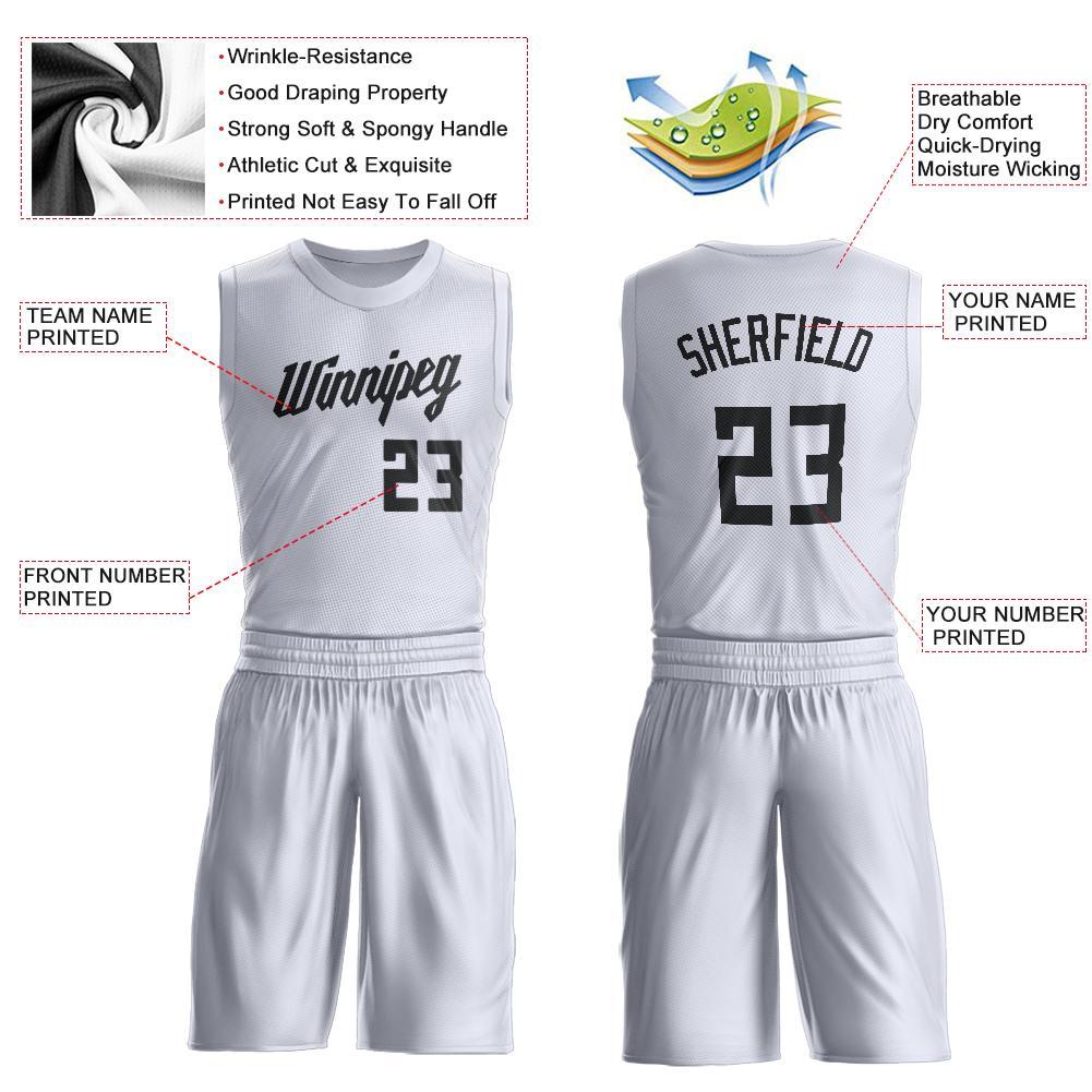 Custom Black Gold-White Round Neck Rib-Knit Basketball Jersey